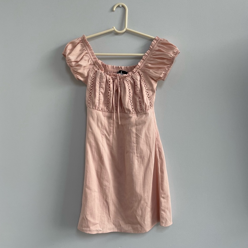 Lulus off the shoulder short sleeve pink dress